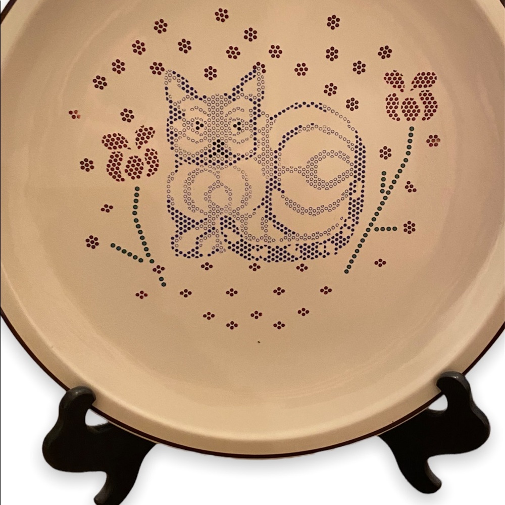 Vintage Pfaltzgraff USA PFA65 Cross-Stitch Cat 12” Dinner/Serving/Chop Plate